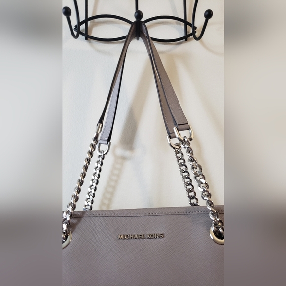 MICHAEL KORS Jet Set Travel Tote Chain Saffiano Leather Gray - Picture 5 of 12